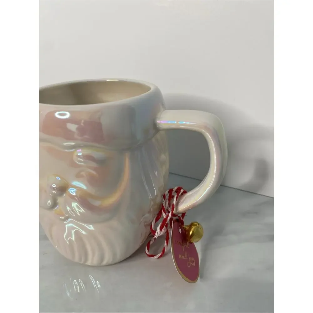 Anthropologie Merry Santa Claus Mug – Pearl Luster Holiday Cup 15 oz – NEW